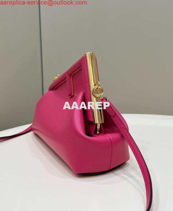 Replica Fendi 8BP129 First Small Fuchsia leather bag 80018M Rose Red 2