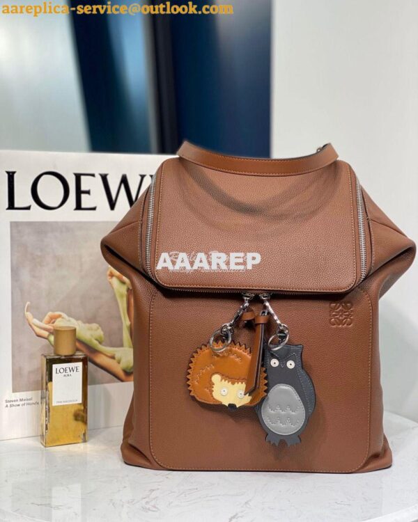 Replica Loewe Goya Backpack in Grained Calfskin 66009 Cognac 3