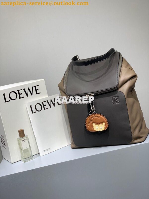 Replica Loewe Goya Backpack in Soft Natural Calfskin 66009 Dark Brown/ 4