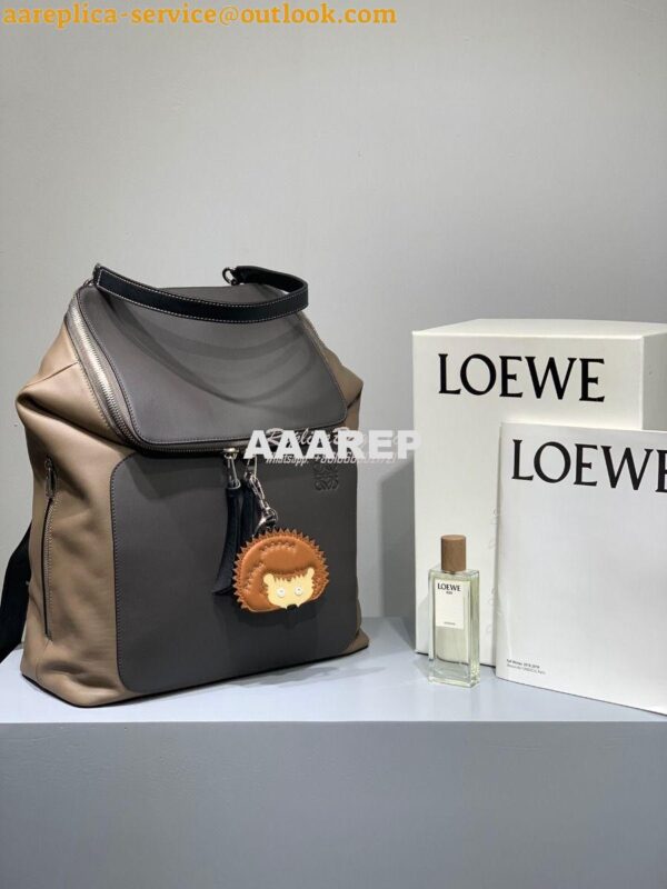 Replica Loewe Goya Backpack in Soft Natural Calfskin 66009 Dark Brown/ 5