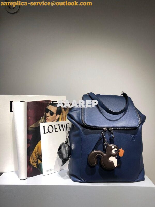 Replica Loewe Goya Backpack in Soft Natural Calfskin 66009 Deep Blue 6