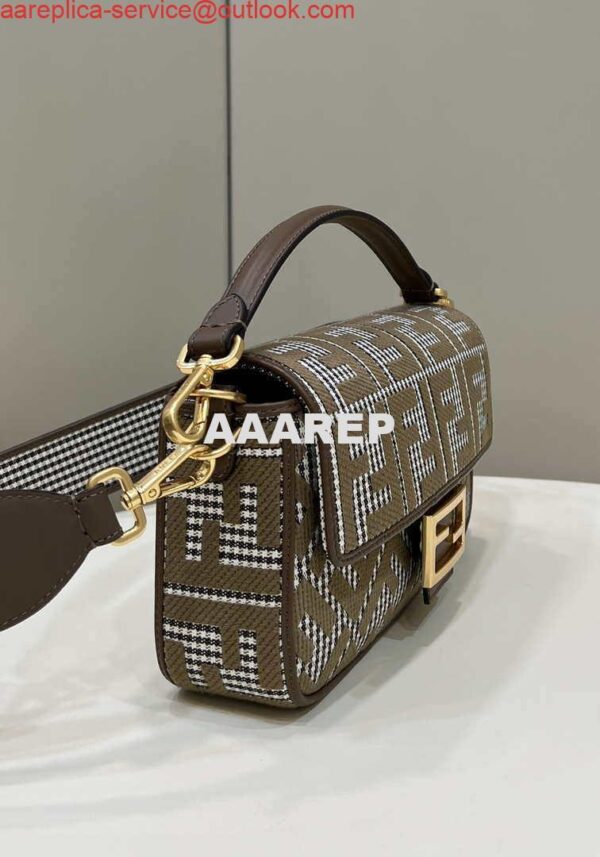 Replica Fendi 8BR600 Baguette Brown houndstooth wool bag with FF embroidery 2