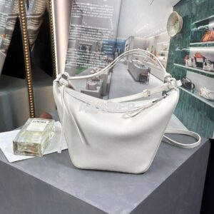 Replica Loewe Mini Hammock Hobo bag in classic calfskin A538G13 White