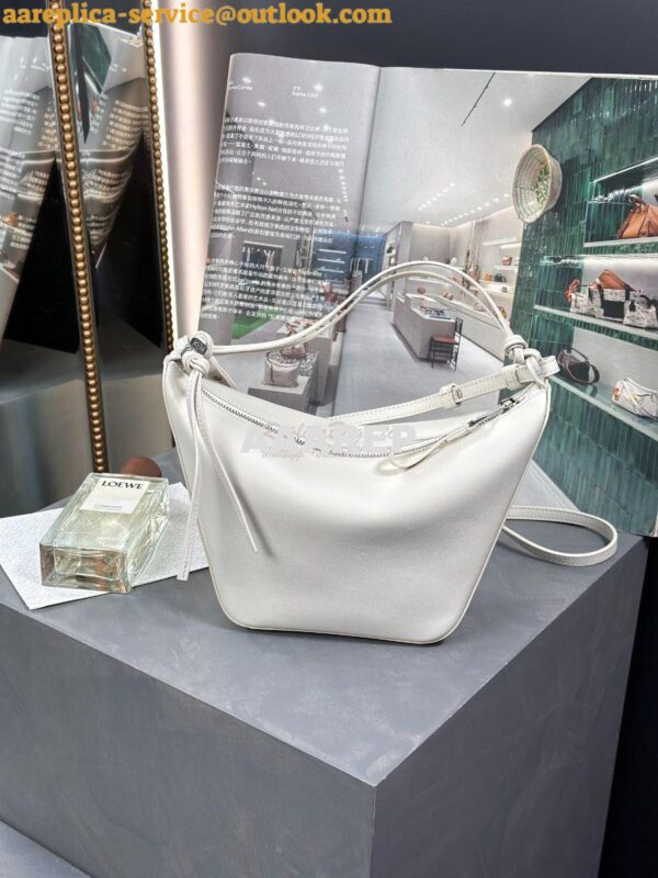 Replica Loewe Mini Hammock Hobo bag in classic calfskin A538G13 White