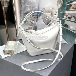 Replica Loewe Mini Hammock Hobo bag in classic calfskin A538G13 White 2