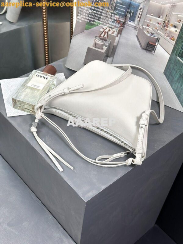 Replica Loewe Mini Hammock Hobo bag in classic calfskin A538G13 White 3