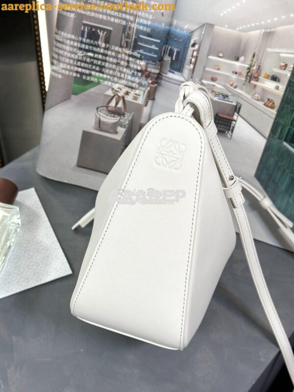 Replica Loewe Mini Hammock Hobo bag in classic calfskin A538G13 White 6