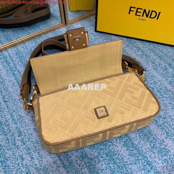 Replica Fendi 8BR600 Baguette Embroidered Canvas Bag Apricot 3