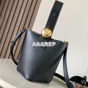 Replica Loewe Mini Pebble Bucket Bag In Mellow Calfskin 973618 Black