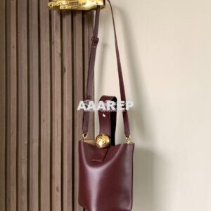 Replica Loewe Mini Pebble Bucket Bag In Mellow Calfskin 973618 Burgund