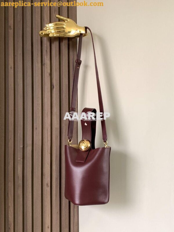 Replica Loewe Mini Pebble Bucket Bag In Mellow Calfskin 973618 Burgund