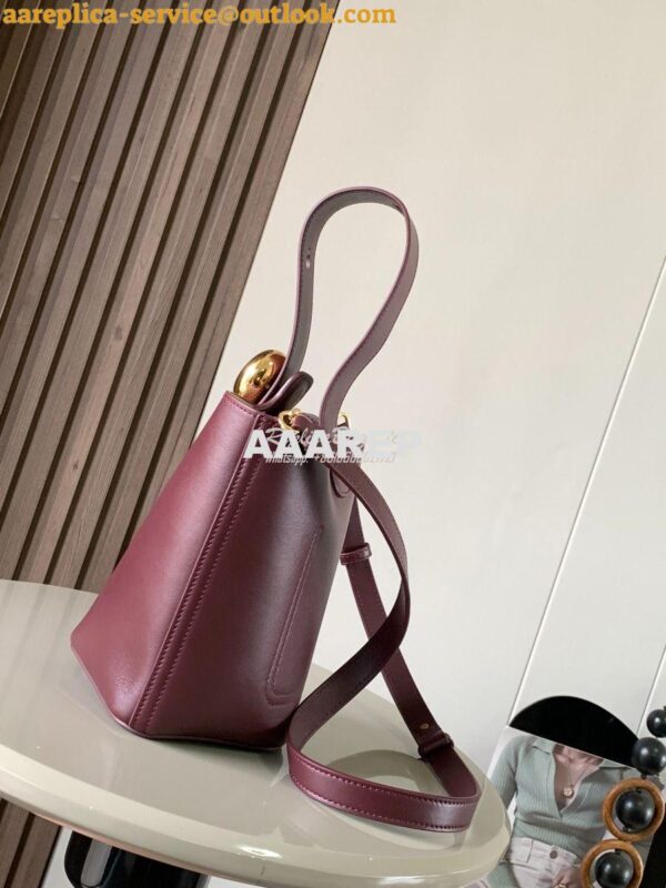 Replica Loewe Mini Pebble Bucket Bag In Mellow Calfskin 973618 Burgund 3