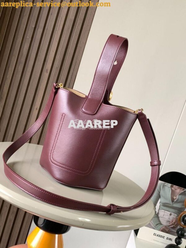 Replica Loewe Mini Pebble Bucket Bag In Mellow Calfskin 973618 Burgund 4