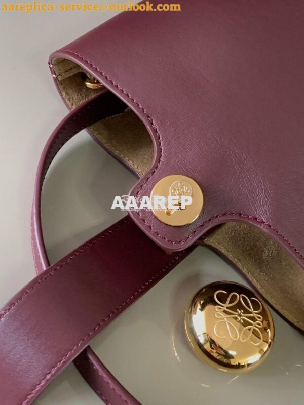 Replica Loewe Mini Pebble Bucket Bag In Mellow Calfskin 973618 Burgund 7