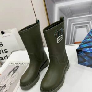 Replica Louis Vuitton Territory Flat Half Boots In Green Leather 2