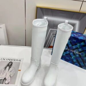 Replica Louis Vuitton Territory Flat High Boots In White Leather 2