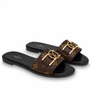 Replica Louis Vuitton Lock It Flat Mules In Monogram Canvas