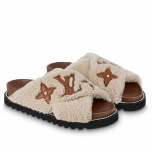 Replica Louis Vuitton Paseo Flat Comfort Mules In Shearling