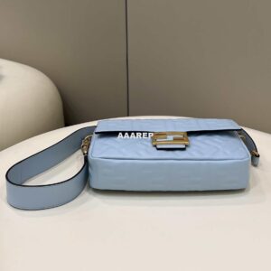 Replica Fendi 8BR600 Baguette Medium Blue leather 0135M bag 2