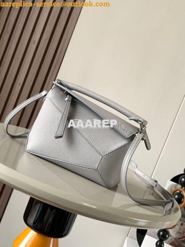 Replica Loewe Mini Puzzle bag in soft grained calfskin A510P88 Pearl G