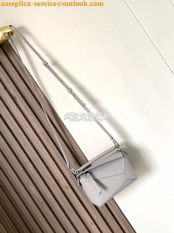 Replica Loewe Mini Puzzle bag in soft grained calfskin A510P88 Pearl G 2