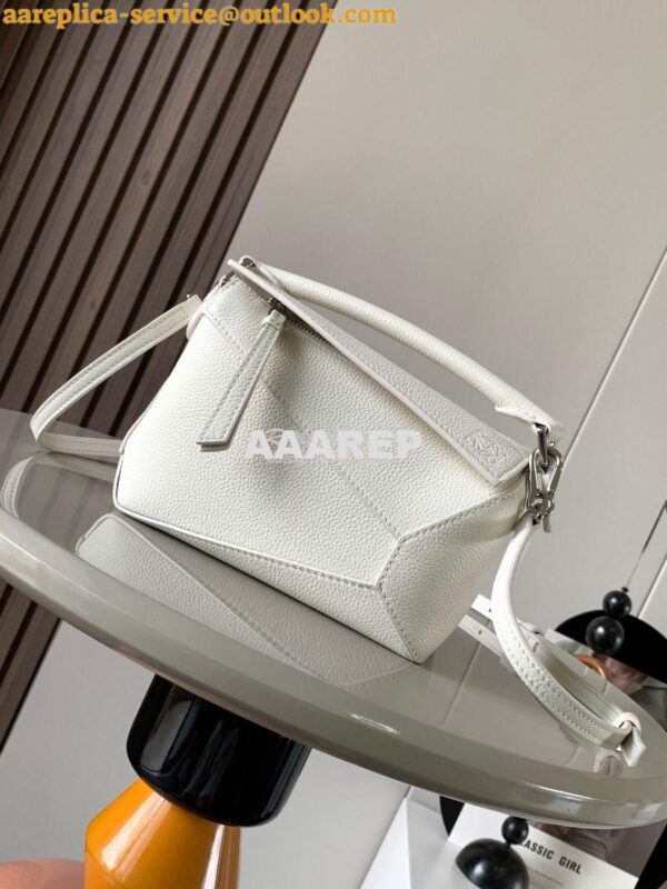 Replica Loewe Mini Puzzle bag in soft grained calfskin A510P88 White