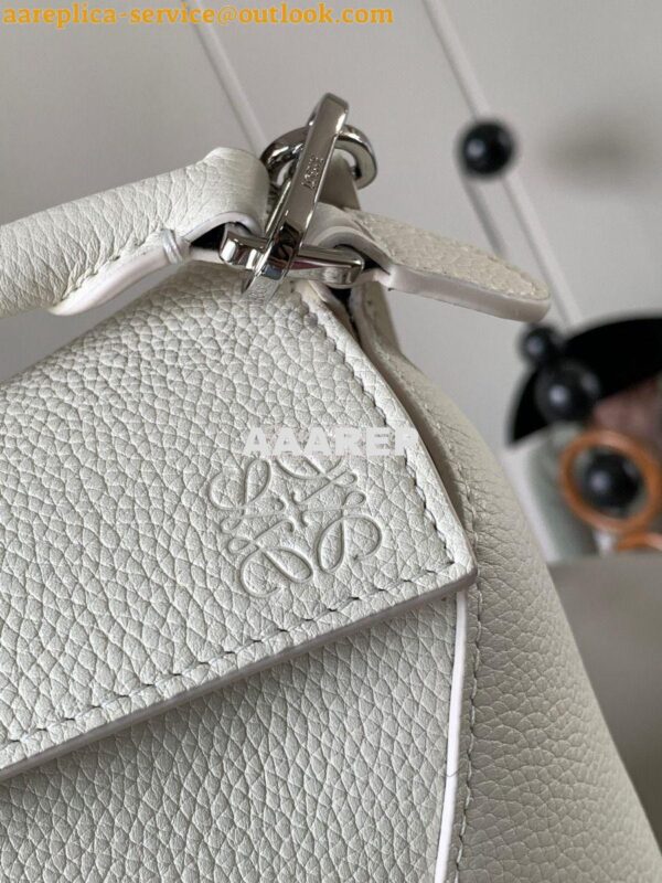 Replica Loewe Mini Puzzle bag in soft grained calfskin A510P88 White 3