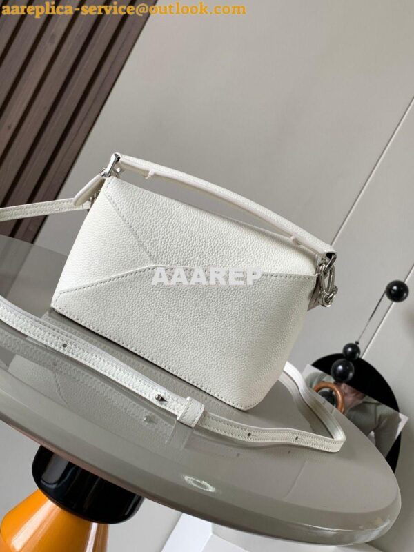 Replica Loewe Mini Puzzle bag in soft grained calfskin A510P88 White 7