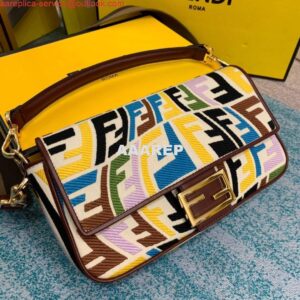 Replica Fendi 8BR600 Baguette Multicolour Embroidered Canvas Bag 2