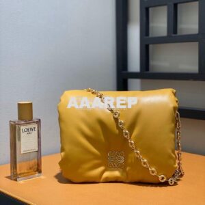 Replica Loewe Puffer Goya bag in shiny nappa lambskin AP40P41 Camel