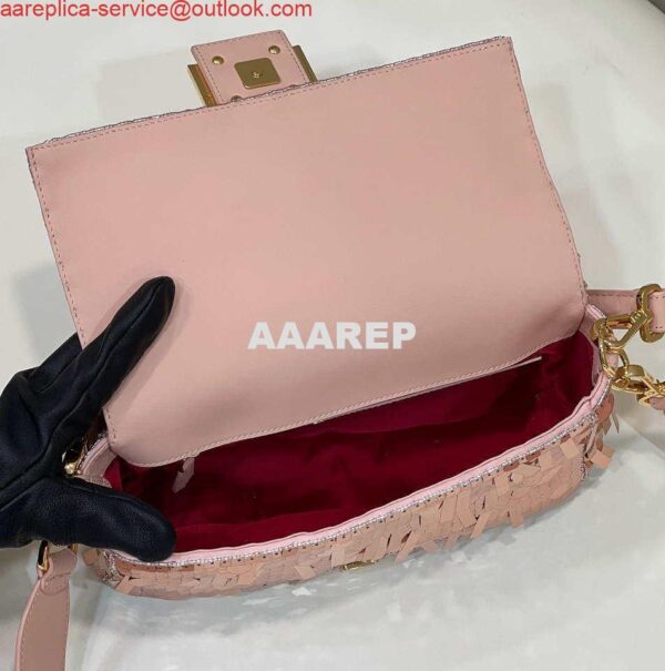 Replica Fendi 8BR600 Medium Baguette Pink sequin and leather bag 8601 7