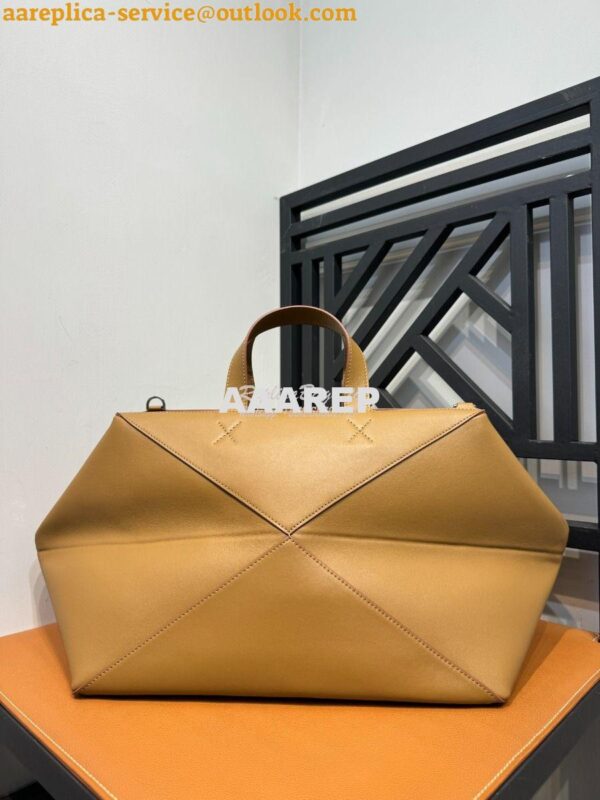 Replica Loewe Puzzle Fold Duffle in shiny calfskin B510PUB Oak 9
