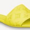 Replica Louis Vuitton Revival Flat Mules In Yellow Monogram Lambskin