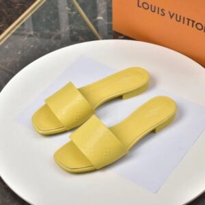 Replica Louis Vuitton Revival Flat Mules In Yellow Monogram Lambskin 2