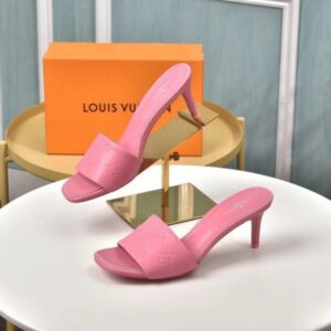 Replica Louis Vuitton Revival Mules 55mm In Pink Monogram Lambskin 2