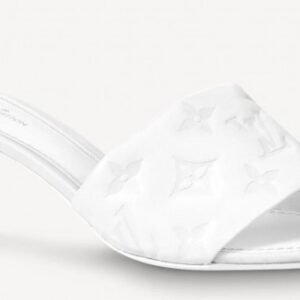 Replica Louis Vuitton Revival Mules 55mm In White Monogram Lambskin