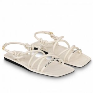 Replica Louis Vuitton Nova Flat Sandals In White Lambskin