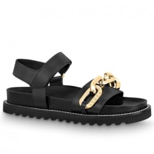 Replica Louis Vuitton Black Paseo Flat Comfort Sandals