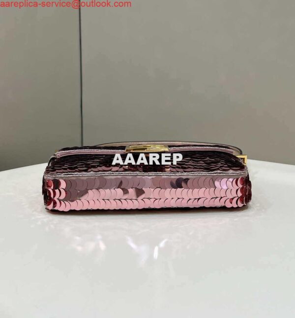 Replica Fendi 8BR792 Medium Baguette 1997 Rose Red Satin Bag with Sequins 8528 4
