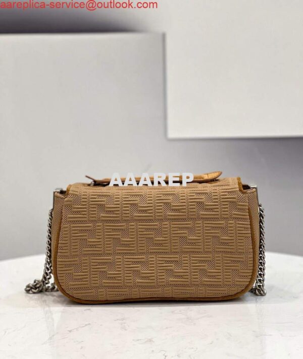 Replica Fendi 8BR793 Midi Baguette Chain FF Fabric Bag Beige