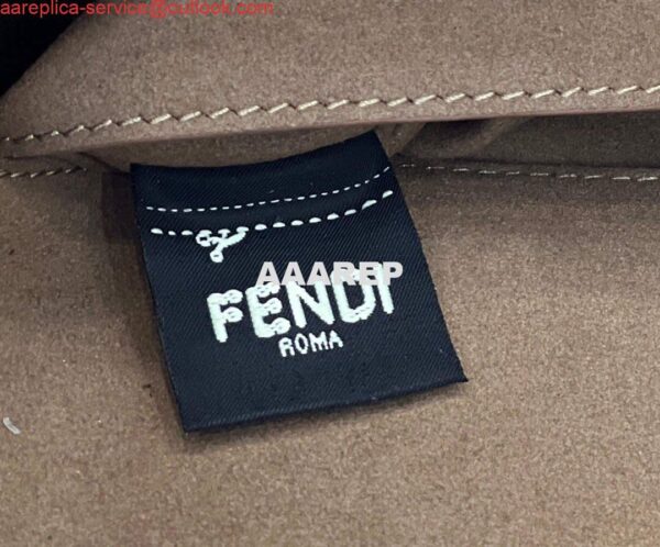 Replica Fendi 8BR793 Midi Baguette Chain FF Fabric Bag Beige 7