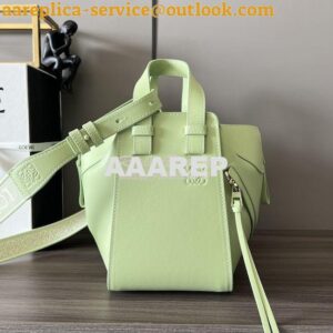 Replica Loewe Compact Hammock in satin calfskin A538H13 Lime Green Gla