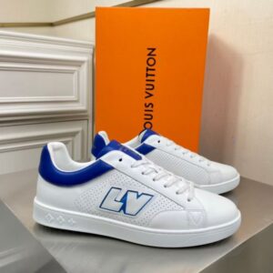 Replica Louis Vuitton Luxembourg Sneakers with Blue Leather Heel 2