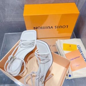 Replica Louis Vuitton Nova 90MM Sandals In White Lambskin 2