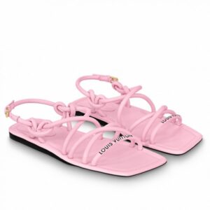 Replica Louis Vuitton Nova Flat Sandals In Pink Lambskin