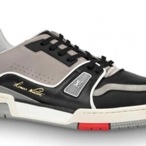 Replica Louis Vuitton LV Trainer Sneakers In Black/Grey Leather