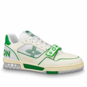 Replica Louis Vuitton LV Trainer Sneakers In Green/White Leather