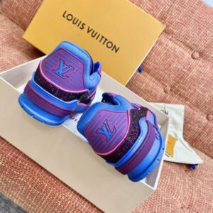 Replica Louis Vuitton LV Trainer Sneakers In Purple Crystals 2