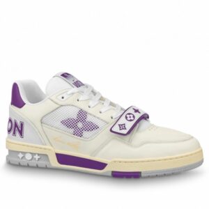 Replica Louis Vuitton LV Trainer Sneakers In Purple/White Leather