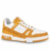 Replica Louis Vuitton LV Trainer Sneakers In Yellow Denim with Leather